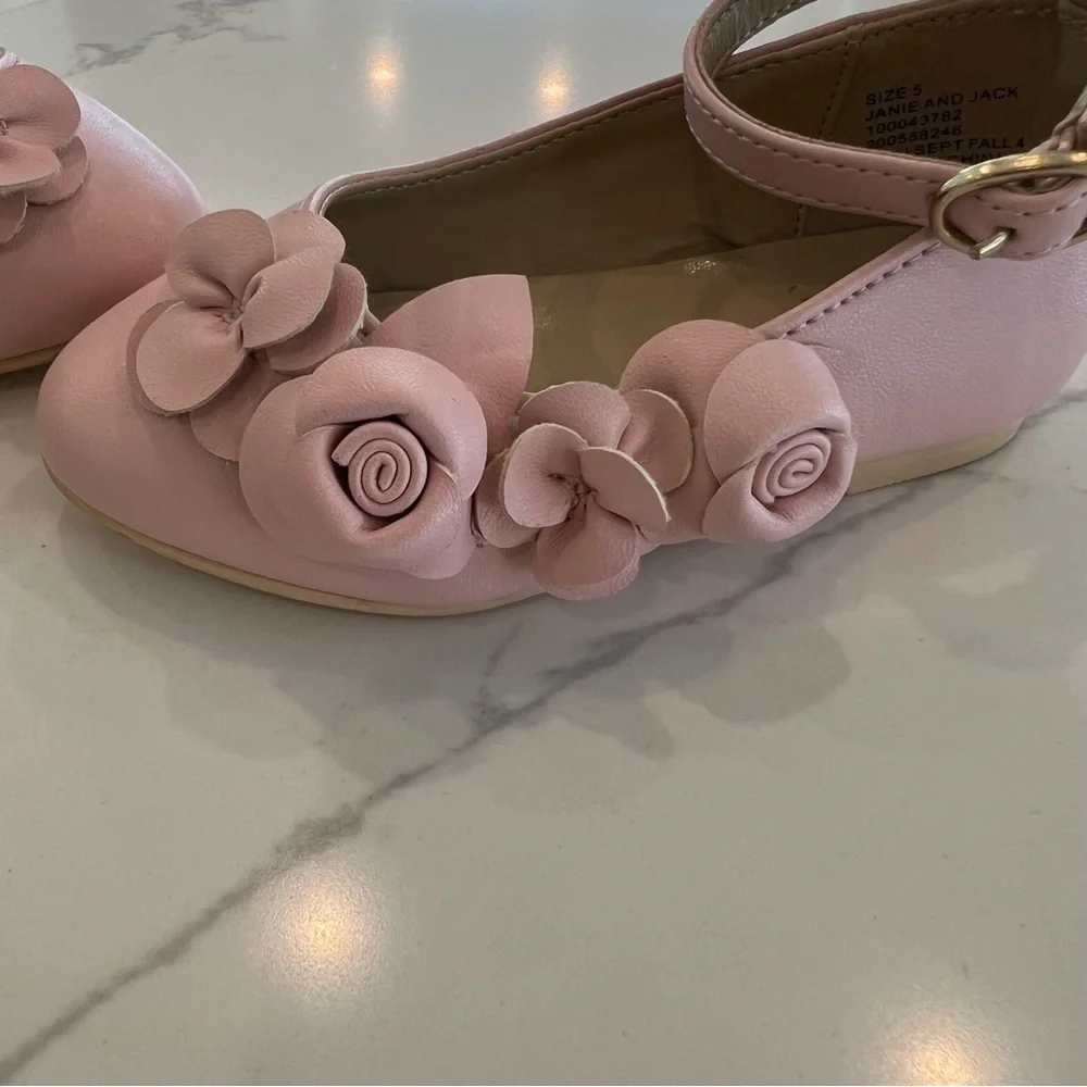 JANIE AND JACK Flower Ballet Flats,‎ Pink, 5